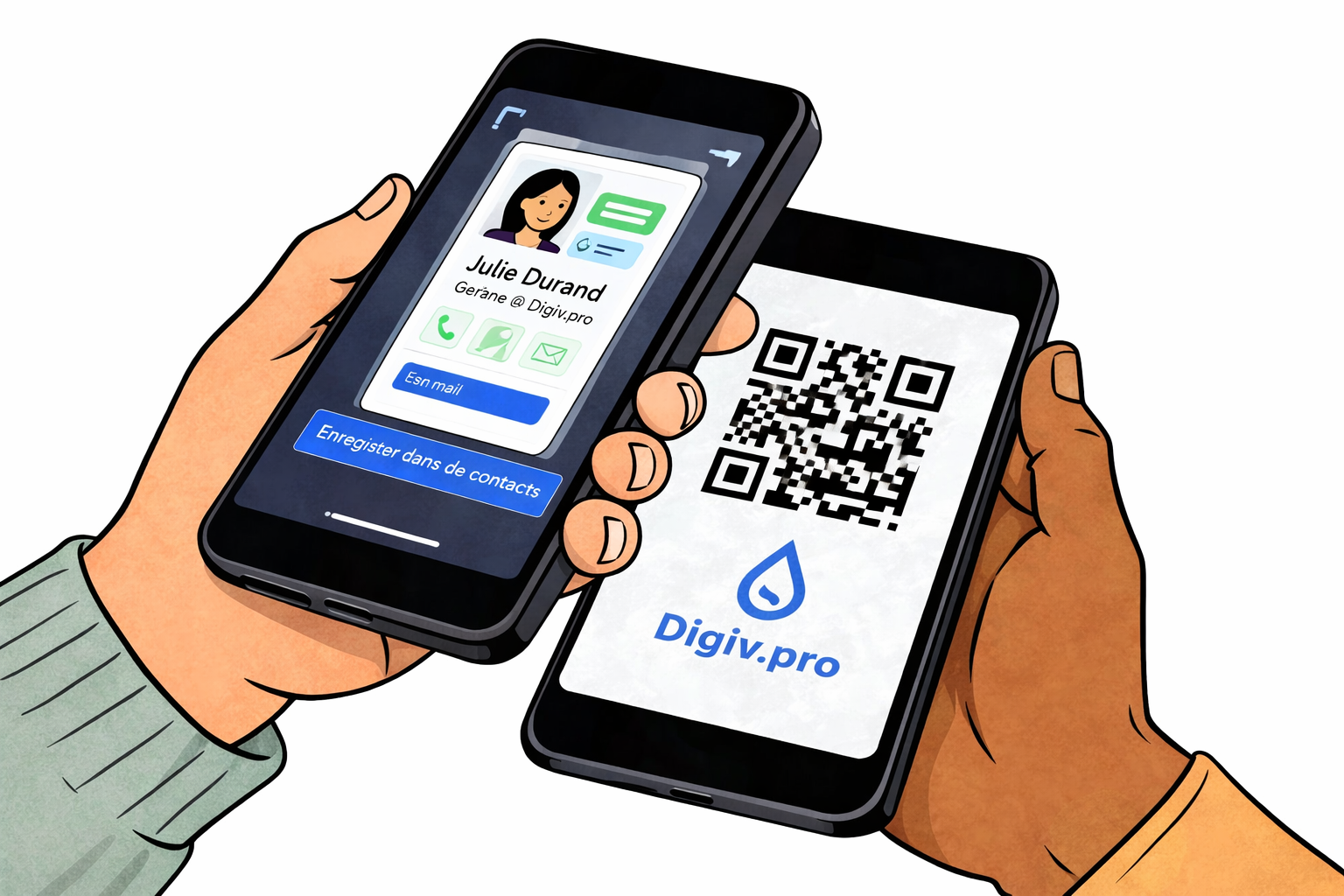 Partage de carte de visite digitale entre deux téléphones